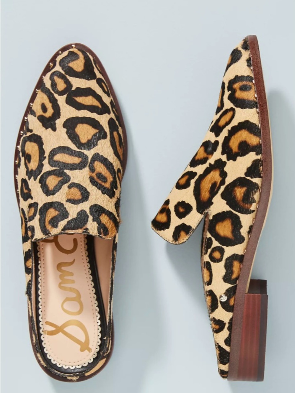 Sam Edelman Leopard-Print Slip-On Mules in Tan and Black - Picture 2 of 9